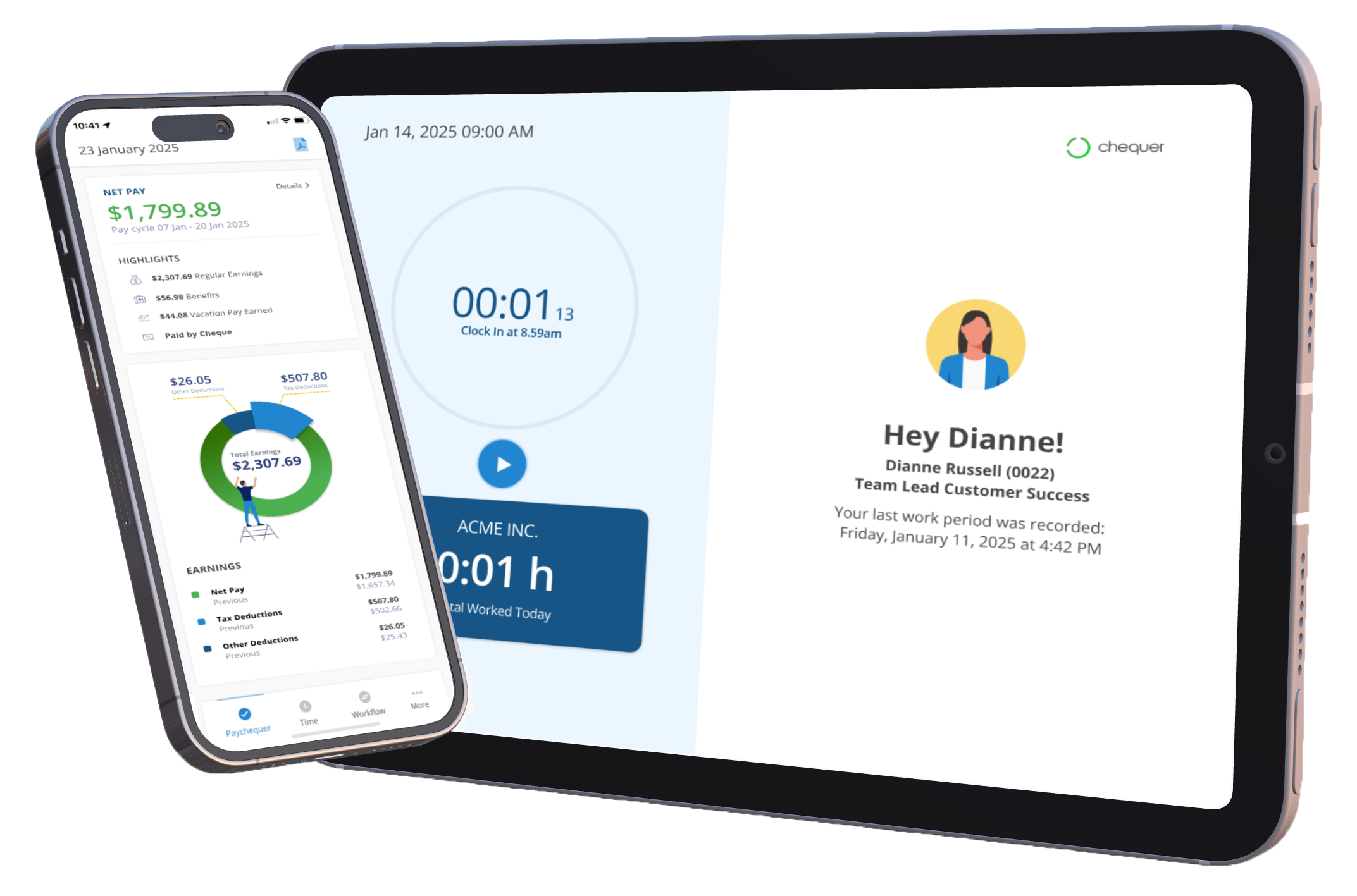 PayEvo payroll interface as mockup on a laptop